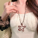 Wine Red Flower Necklace