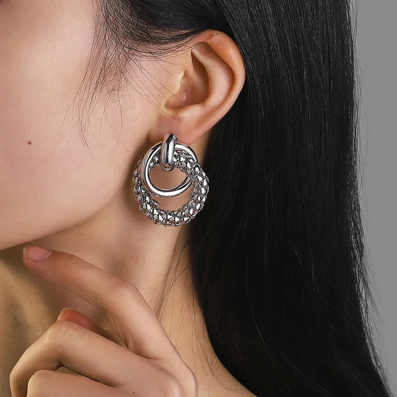 Double Ring Drop Earrings