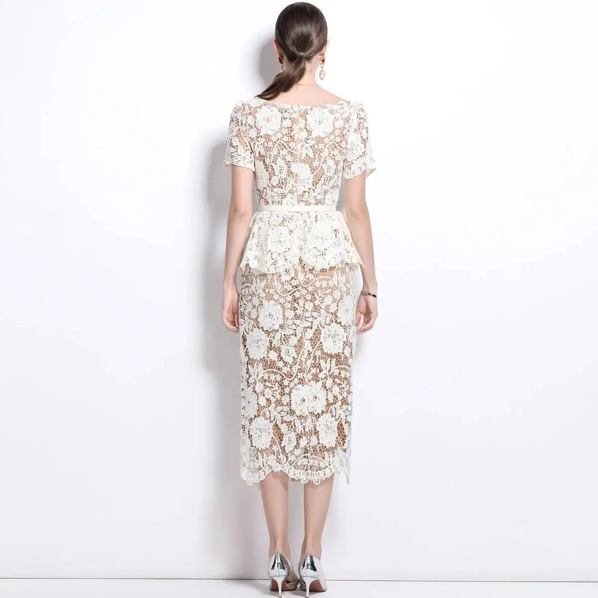 Beaded Lace Midi Dress