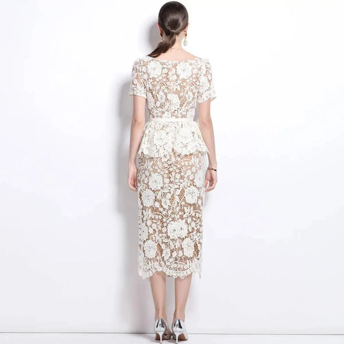 Beaded Lace Midi Dress