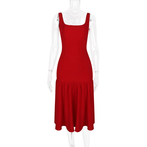 Red Suspender Dress