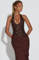 Sequin Halter Maxi Dress