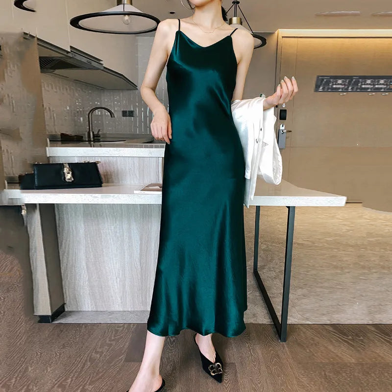Satin High-Waist Dress