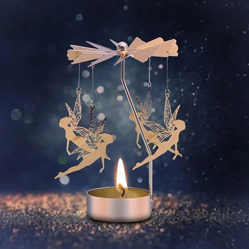 Rotating Metal Candle Holder Short Eye Catching Design for Christmas Dinner Party Wedding Party Decoration Gift