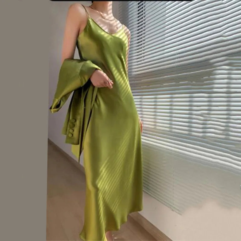 Satin High-Waist Dress
