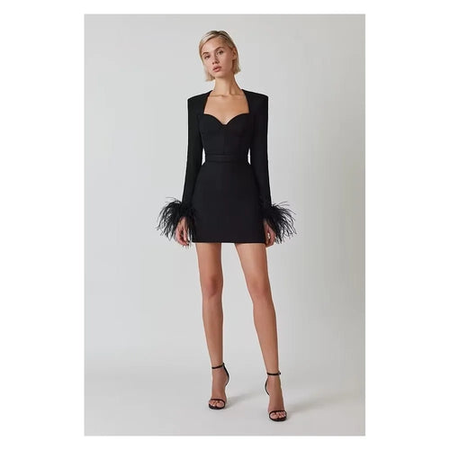 Strapless Feather Mini Dress