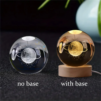 3D Crystal Ball Night Light Laser Engraved Solar System Globe Decoration for Home Desktop Astronomy Birthday Gift