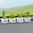 Resin Succulent Cactus Mini Green Plant Set of 4 for Office Home Living Room Crafts Eye Catching Short Length Figurines