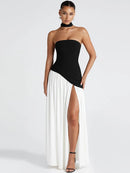 Patchwork Draped Maxi Dress