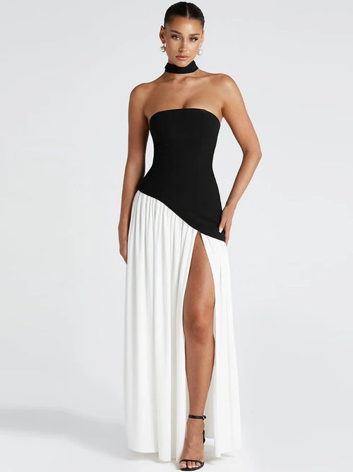 Patchwork Draped Maxi Dress