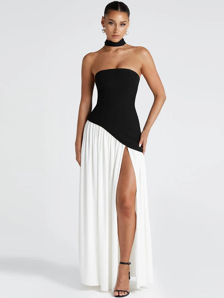 Patchwork Draped Maxi Dress