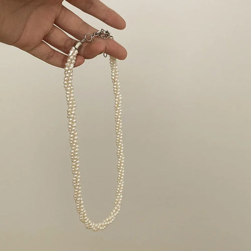 Layered Pearl Choker Necklace