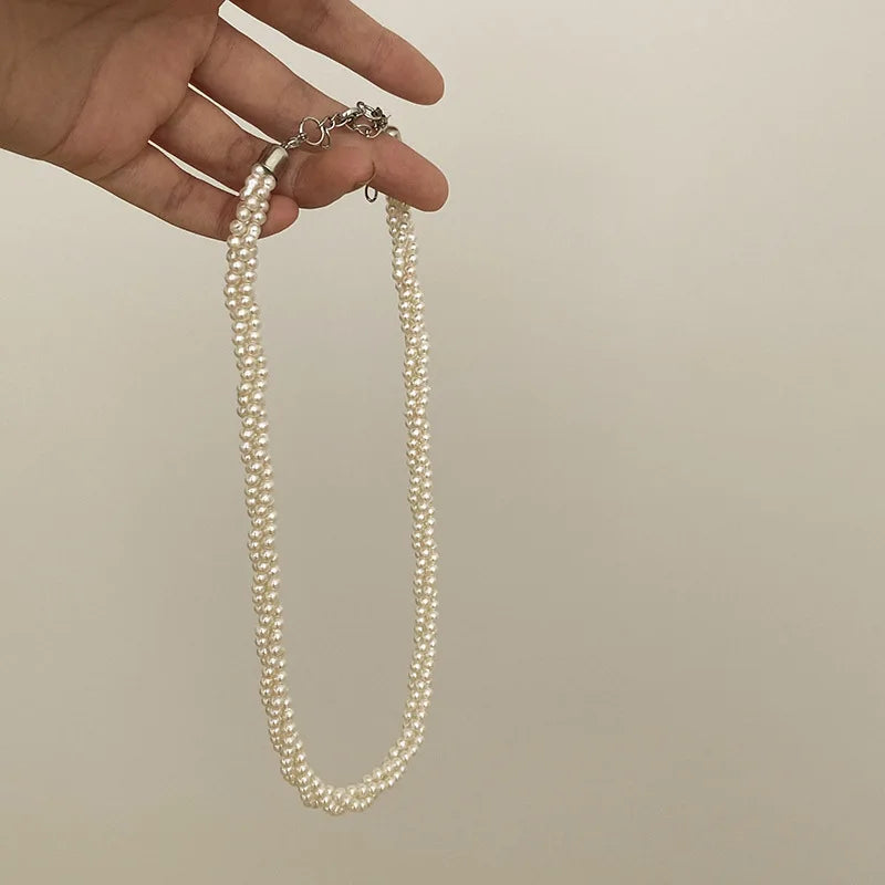 Layered Pearl Choker Necklace