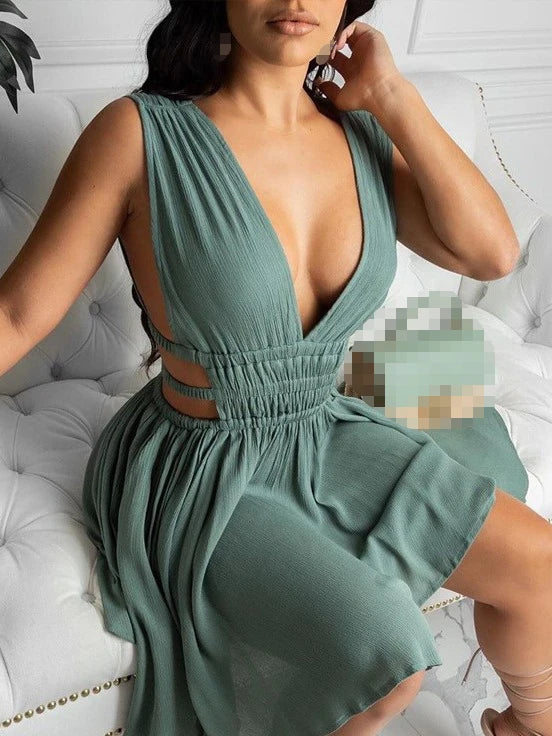 Ruched Cutout Mini Dress