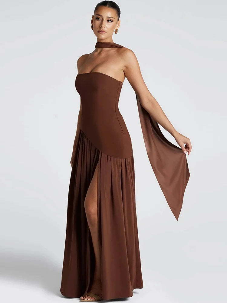 Patchwork Draped Maxi Dress