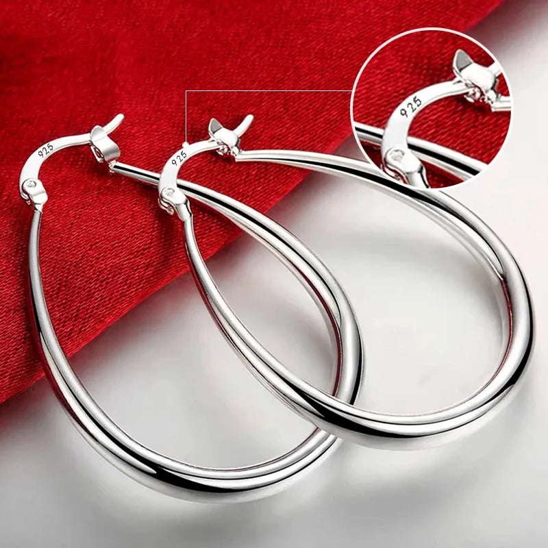 Oval Gold Silver Earrings