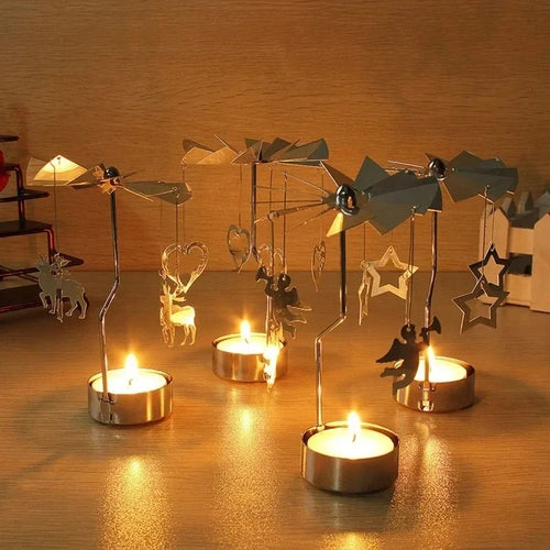 Rotating Metal Candle Holder Short Eye Catching Design for Christmas Dinner Party Wedding Party Decoration Gift