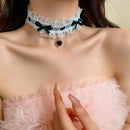 Heart Bow Lace Choker