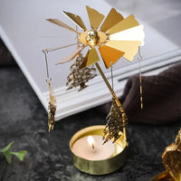 Rotating Metal Candle Holder Short Eye Catching Design for Christmas Dinner Party Wedding Party Decoration Gift