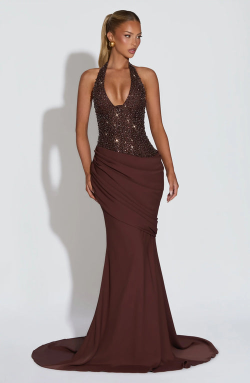Sequin Halter Maxi Dress