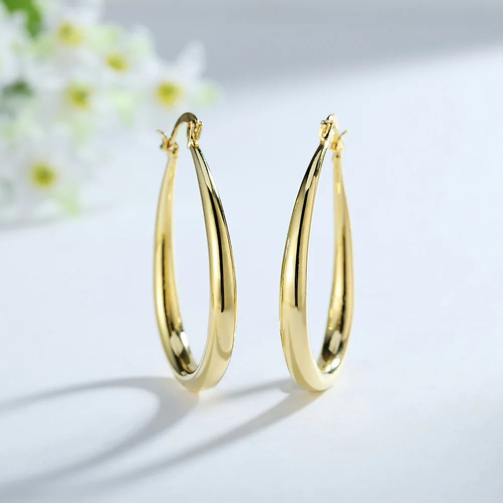 Oval Gold Silver Earrings