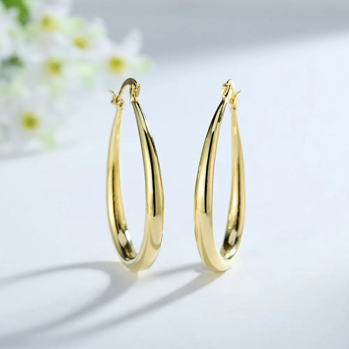 Oval Gold Silver Earrings