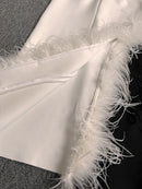 Strapless Feather Midi Dress