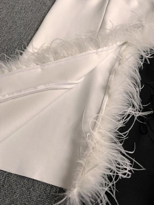 Strapless Feather Midi Dress
