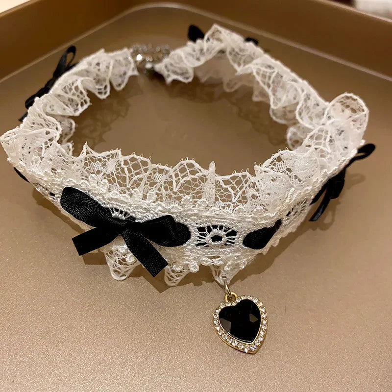 Heart Bow Lace Choker
