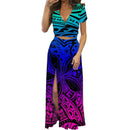 Polynesian Print Maxi Dress