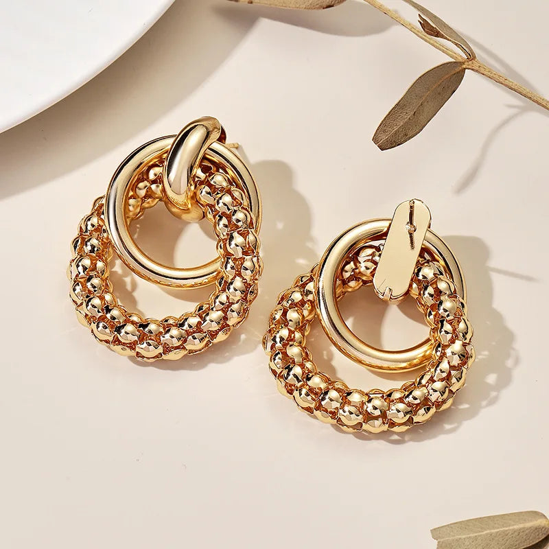 Double Ring Drop Earrings
