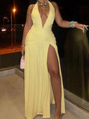White Deep V Dress
