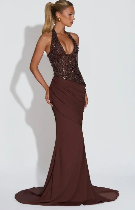 Sequin Halter Maxi Dress