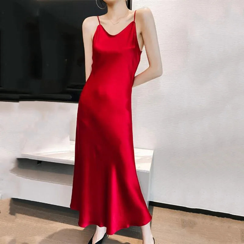 Satin High-Waist Dress