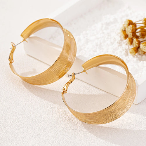 Brushed Gold Hoop Earrings