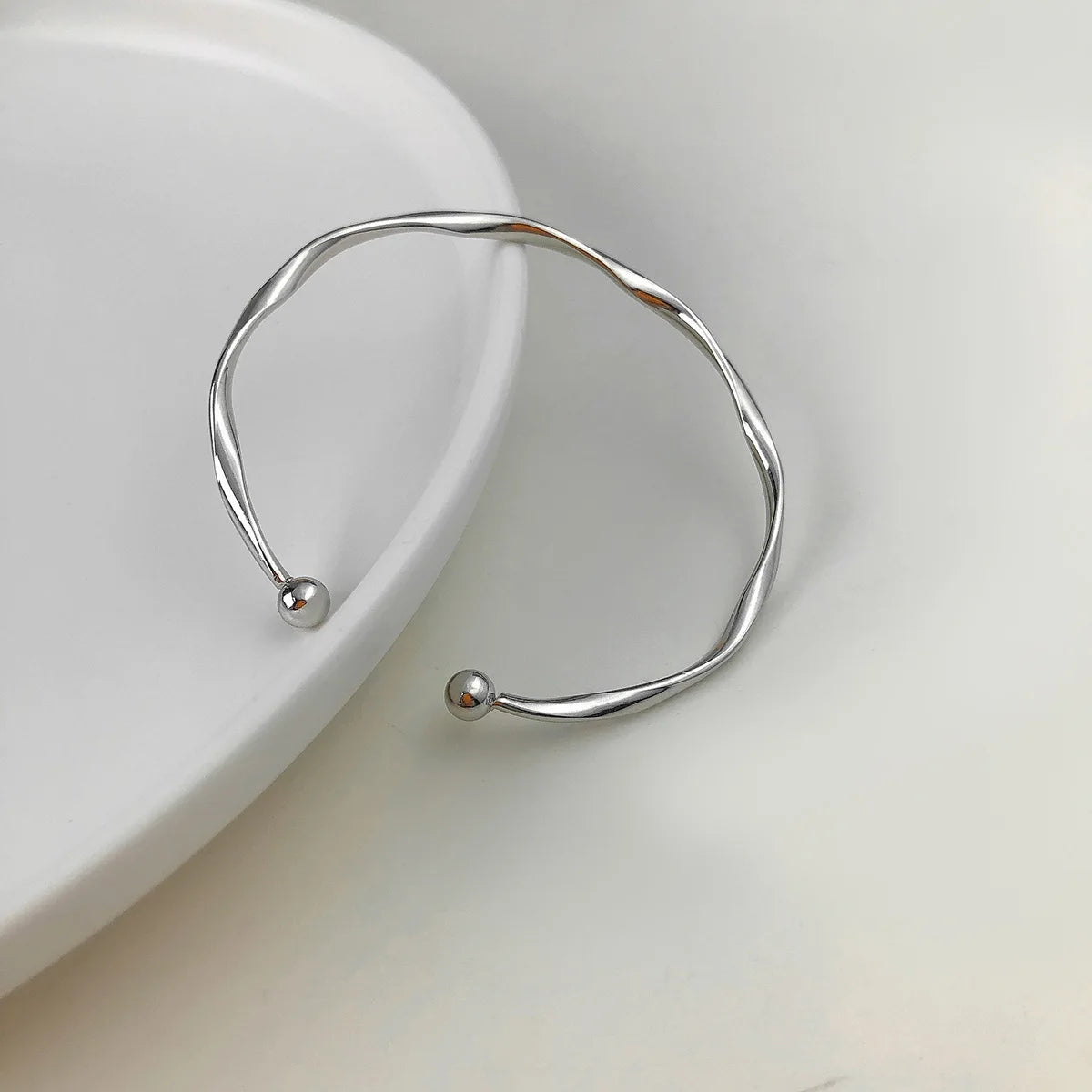 Twisted Wave Silver Bracelet