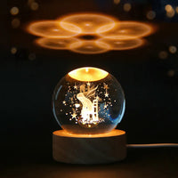 3D Crystal Ball Night Light Laser Engraved Solar System Globe Decoration for Home Desktop Astronomy Birthday Gift