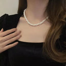 Layered Pearl Choker Necklace