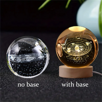 3D Crystal Ball Night Light Laser Engraved Solar System Globe Decoration for Home Desktop Astronomy Birthday Gift
