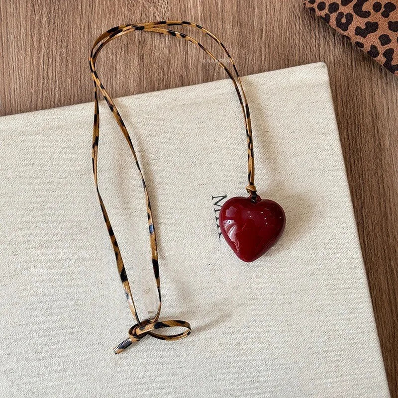 Wine Red Flower Necklace