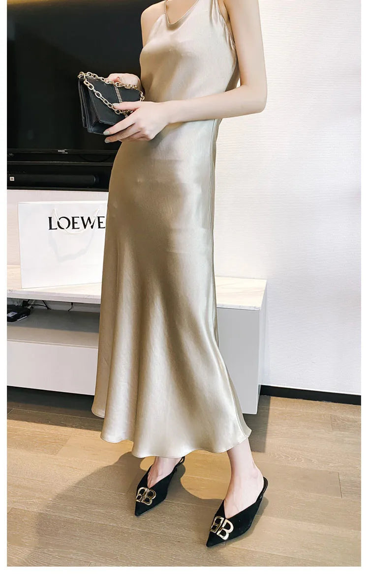 Satin High-Waist Dress