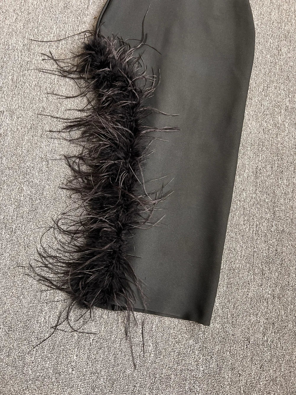 Strapless Feather Midi Dress