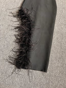 Strapless Feather Midi Dress