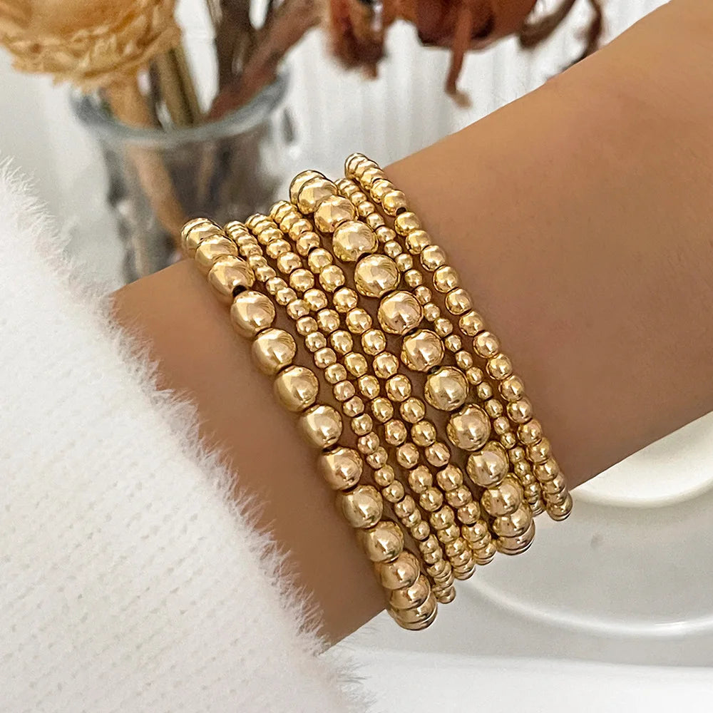 Gold Beaded Charm Bracelet