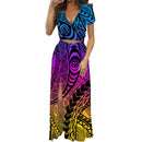 Polynesian Print Maxi Dress