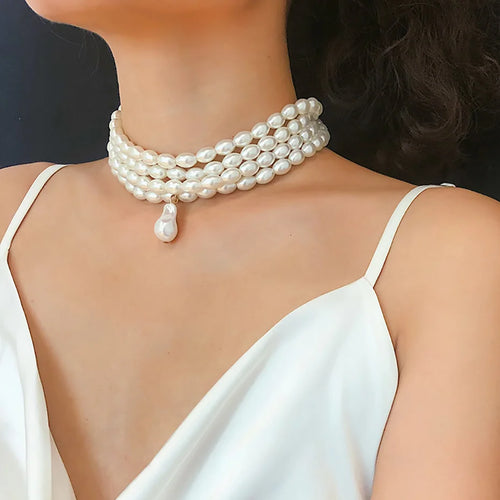Irregular Pearl Choker Necklace