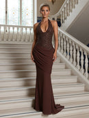 Sequin Halter Maxi Dress