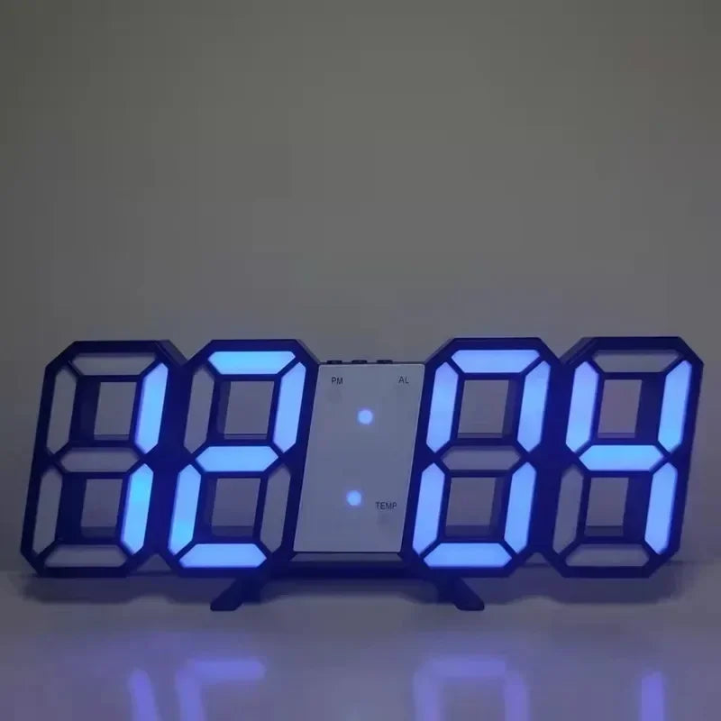 3D LED Alarm Clock Date/Temperature Display for Home Kitchen Office Garden Wall Clock Times Digital Decor