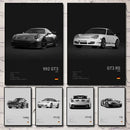 Sports Car Wall Art Black White Pop 911 GT Turbo Canvas Painting Living Room Home Decor Gift Garage
