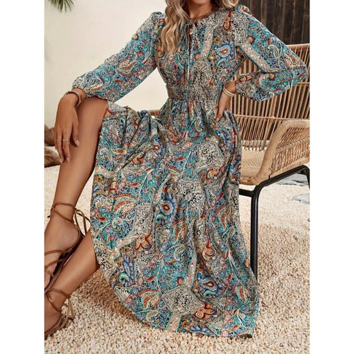 Ruffles Print Maxi Dress